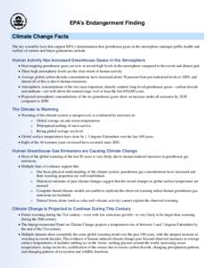 EPAs Final Endangerment Finding for GHGs: ClimateChangeFacts-Dec2009