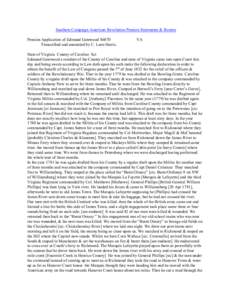 Southern Campaign American Revolution Pension Statements & Rosters Pension Application of Edmund Gatewood S6870 Transcribed and annotated by C. Leon Harris. VA