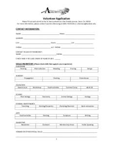 UC Davis ArboretumVolunteer Application