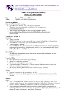 TASMANIAN ASSOCIATION OF STATE SCHOOL ORGANISATIONS INC. 202 Liverpool Street, Hobart Tasmania 7000 phone: [removed]fax: [removed]email: [removed]