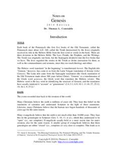 Notes on  Genesis[removed]E d i t i o n