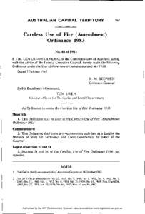 AUSTRALIAN CAPITAL TERRITORY  167 Careless Use of Fire (Amendment) Ordinance 1983