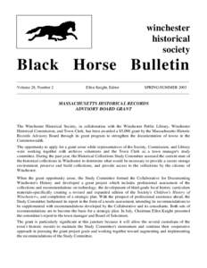 winchester historical society Black Horse Bulletin _____________________________________________________________________________________