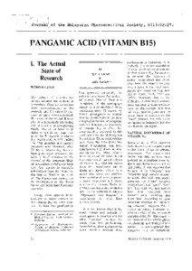 of the Malaysian Pharmaceutical Society, 6(1):[removed]PANGAMIC ACID (VITAMIN B15)