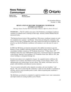 News Release Communiqué Ministry of the Attorney General  Ministère du