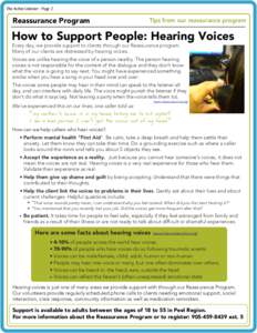 The Active Listener - Page 2  Reassurance Program Tips from our reassurance program