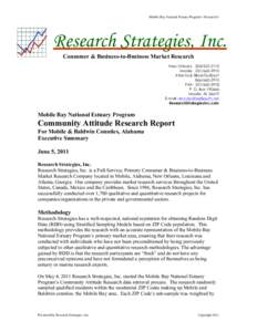 Mobile Bay National Estuary Program’s Research/1  Research Strategies, Inc. Consumer & Business-to-Business Market Research New Orleans[removed]Mobile[removed]