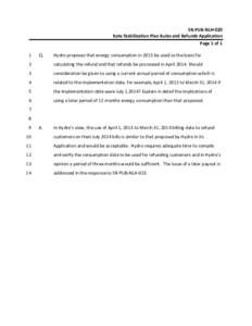 SR‐PUB‐NLH‐020  Rate Stabilization Plan Rules and Refunds Application  Page 1 of 1  1   Q. 