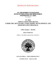 Archived Information: Arts Model and Dissemination Grant Application FY2010 Package (PDF)