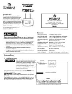 QUICK START GUIDE  This guide provides basic setup instructions for the EnviroAlert EA800 Critical Condition Monitoring System and associated sensors. Installers should refer to the Installation Manual (found online at w