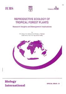 IUBS  Unesco IVQB REPRODUCTIVE ECOLOGY OF TROPICAL FOREST PLANTS