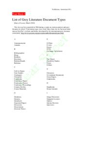 TextRelease, Amsterdam (NL)  Tear Sheet 1 List of Grey Literature Document Types (Date of Access, March 2010)