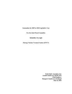 Energy / Nuclear safety / Vermont Yankee Nuclear Power Plant / Vernon /  Vermont / Arnold Gundersen / Nuclear energy in the United States / Tritium / Nuclear Regulatory Commission / New England Coalition / Nuclear technology / Nuclear physics / Entergy