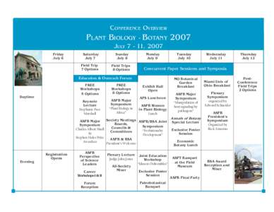 CONFERENCE OVERVIEW  PLANT BIOLOGY - BOTANY 2007 JULY[removed], 2007 Friday July 6