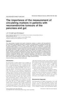 NEUROENDOCRINE TUMOURS  Endocrine-Related Cancer[removed]–462 The importance of the measurement of circulating markers in patients with