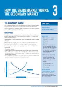 HOW THE SHAREMARKET WORKS: THE SECONDARY MARKET THE SECONDARY MARKET After a company has listed on ASX and shares have been issued to investors through the primary market, the shares can be sold to other investors in the