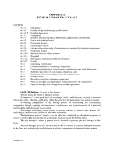 CHAPTER 461J  PHYSICAL THERAPY PRACTICE ACT SECTION