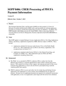 SOPP 8406: Managing PDUFA User Fee Payments and Billing Activities