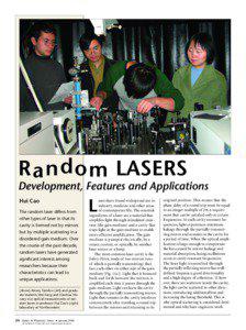 R a n d o m LASERS  Development, Features and Applications
