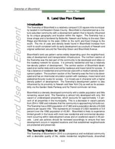 Township of Bloomfield Master Plan II. Land Use Plan Element  Land Use Plan Element