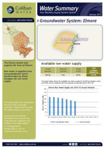 JanuaryThe Elmore System only supplies the town of Elmore. Raw water is supplied from two groundwater bores.