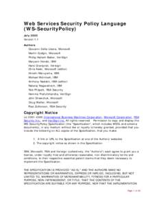 Web Services Security Policy Language (WS-SecurityPolicy)