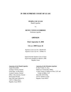 IN THE SUPREME COURT OF GUAM  PEOPLE OF GUAM Plaintiff-Appellant vs.