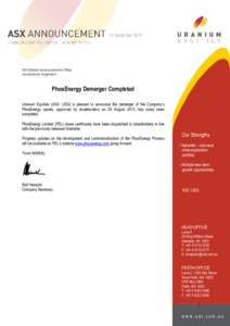 Economy of New South Wales / Demerger / Perth /  Western Australia / Perth / Oceania / Economy of Australia / States and territories of Australia / Australian Securities Exchange