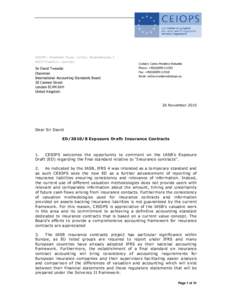 CEIOPS | Westhafen Tower, 14 floor, Westhafenplatz[removed]Frankfurt | Germany Sir David Tweedie Chairman International Accounting Standards Board