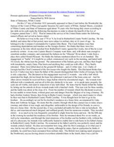 Southern Campaign American Revolution Pension Statements Pension application of Samuel Moore W2656 Nancy fn112NC Transcribed by Will Graves State of Tennessee, White County