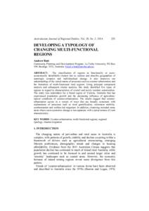 Australasian Journal of Regional Studies, Vol. 20, No. 2, DEVELOPING A TYPOLOGY OF CHANGING MULTI-FUNCTIONAL