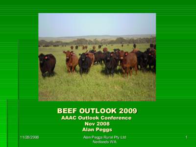 BEEF OUTLOOK 2009 AAAC Outlook Conference Nov 2008 Alan Peggs[removed]