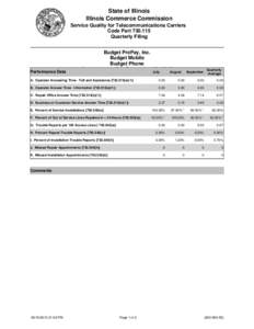 State of Illinois Illinois Commerce Commission Service Quality for Telecommunications Carriers Code Part[removed]Quarterly Filing