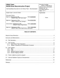 ORAU Team NIOSH Dose Reconstruction Project Technical Basis Document for the Pantex Plant – Site Description Subject Expert: Jerome B. Martin