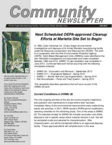 NEWSLETTER Former Cytec Manufacturing Facility, 1405 Greene Street, Marietta, Ohio Fall[removed]Next Scheduled OEPA-approved Cleanup