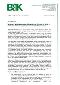 BUNDESTIERÄRZTEKAMMER Arbeitsgemeinschaft der Deutschen Tierärztekammern e.V. Französische Str. 53, 10117 Berlin Presse- und Öffentlichkeitsarbeit: Claudia Pfister Tel - 70, Fax - 88