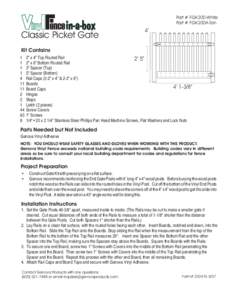 Part # FGK200-White Part # FGK200A-Tan Classic Picket Gate  4’