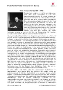 Deutsche Provinz der Salesianer Don Boscos Pater Theodor Hartz (1887 – 1942) Theodor Hartz wurde am[removed]in dem Oldenburger Dorf Lutten (heute Goldenstedt) als Sohn einer Kleinbauernfamilie geboren. Er konnte zunä