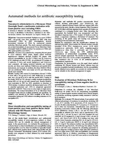Clinical Microbiology and Infection, Volume 12, Supplement 4, 2006  Automated methods for antibiotic susceptibility testing P441 Vancomycin reformulation in a Microscan Dried Overnight Panel: a multicentre evaluation wit