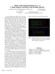 Nature of Hα Selected Galaxies at z > 2. I. Main Sequence and Dusty Star-forming Galaxies TADAKI, Ken-ichi, KODAMA, Tadayuki, TANAKA, Ichi 