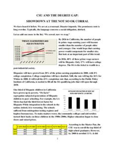 CSU AND THE DEGREE GAP: SHOWDOWN AT THE NOT SO OK CORRAL We have heard it before. We are at a crossroad. Disaster impends. The promissory note is long overdue. Typically, the language concerns a social obligation, shirke