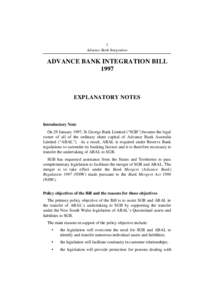 1 Advance Bank Integration ADVANCE BANK INTEGRATION BILL 1997