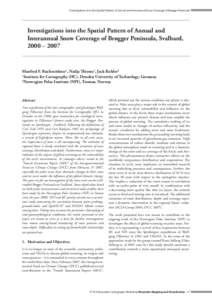 Investigations into the Spatial Pattern of Annual and Interannual Snow Coverage of Brøgger Peninsula  Investigations into the Spatial Pattern of Annual and Interannual Snow Coverage of Brøgger Peninsula, Svalbard, 2000