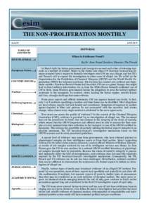 THE NON-PROLIFERATION MONTHLY Issue 81 TABLE OF CONTENTS  JUNE 2013