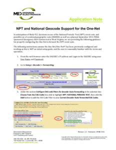 APNME-140 One-Net NPT and National Geocode Support R2.0