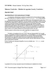 UTN TSEVMA – Mínimos Cuadrados – Prof. Ing. Martin, Milton  Mínimos Cuadrados – Modelos de regresión Lineal y Cuadrática