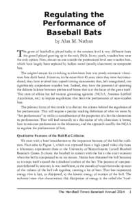 Regulating the Performance of Baseball Bats by Alan M. Nathan  T