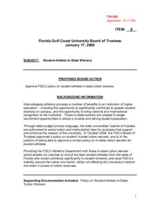 Microsoft Word - Cover Student Athlete In State Tuition Waivers.doc