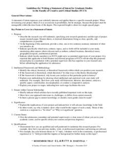 Microsoft Word - Guidelines for Writing a Statement of Intent for Graduate Studies in FCCSdocx