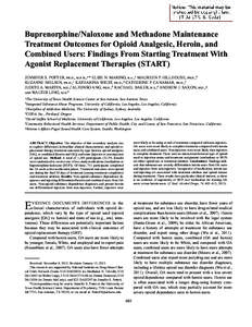 POTTER ET AL[removed]Buprenorphine/Naloxone and Methadone Maintenance Treatment Outcomes for Opioid Analgesic, Heroin, and